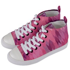 Pink Purple Diamond Pattern Women s Mid-top Canvas Sneakers by SpinnyChairDesigns