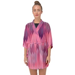 Pink Purple Diamond Pattern Half Sleeve Chiffon Kimono by SpinnyChairDesigns