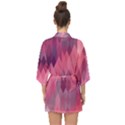 Pink Purple Diamond Pattern Half Sleeve Chiffon Kimono View2