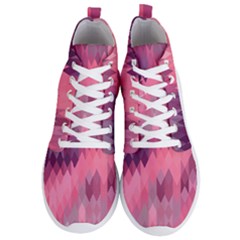 Pink Purple Diamond Pattern Men s Lightweight High Top Sneakers by SpinnyChairDesigns