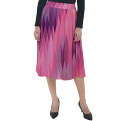 Pink Purple Diamond Pattern Classic Velour Midi Skirt  by SpinnyChairDesigns