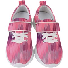 Pink Purple Diamond Pattern Kids  Velcro Strap Shoes by SpinnyChairDesigns