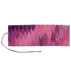 Pink Purple Diamond Pattern Roll Up Canvas Pencil Holder (m) by SpinnyChairDesigns