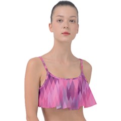 Pink Purple Diamond Pattern Frill Bikini Top by SpinnyChairDesigns