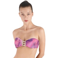 Pink Purple Diamond Pattern Twist Bandeau Bikini Top by SpinnyChairDesigns