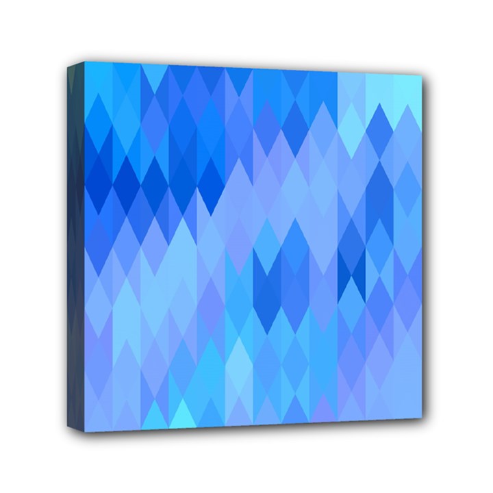 Aqua Blue Diamond Pattern Mini Canvas 6  x 6  (Stretched)