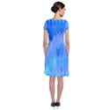 Aqua Blue Diamond Pattern Short Sleeve Front Wrap Dress View2