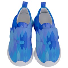 Aqua Blue Diamond Pattern Kids  Velcro No Lace Shoes by SpinnyChairDesigns