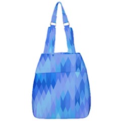 Aqua Blue Diamond Pattern Center Zip Backpack