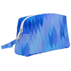 Aqua Blue Diamond Pattern Wristlet Pouch Bag (large) by SpinnyChairDesigns