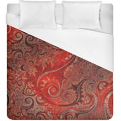 Scarlet Red Grey Brown Swirls Spirals Duvet Cover (king Size) by SpinnyChairDesigns