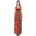 Scarlet Red Grey Brown Swirls Spirals Empire Waist Maxi Dress View1