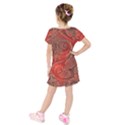 Scarlet Red Grey Brown Swirls Spirals Kids  Short Sleeve Velvet Dress View2