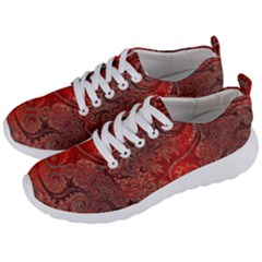 Scarlet Red Grey Brown Swirls Spirals Men s Lightweight Sports Shoes by SpinnyChairDesigns