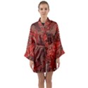 Scarlet Red Grey Brown Swirls Spirals Long Sleeve Satin Kimono View1