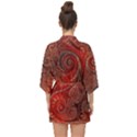 Scarlet Red Grey Brown Swirls Spirals Half Sleeve Chiffon Kimono View2