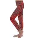 Scarlet Red Grey Brown Swirls Spirals Kids  Lightweight Velour Classic Yoga Leggings View2