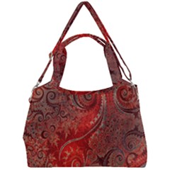 Scarlet Red Grey Brown Swirls Spirals Double Compartment Shoulder Bag by SpinnyChairDesigns