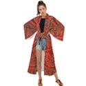 Scarlet Red Grey Brown Swirls Spirals Maxi Kimono View1