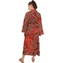 Scarlet Red Grey Brown Swirls Spirals Maxi Kimono View2