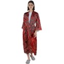 Scarlet Red Grey Brown Swirls Spirals Maxi Satin Kimono View1