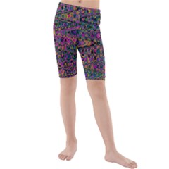 Colorful Bohemian Mosaic Pattern Kids  Mid Length Swim Shorts by SpinnyChairDesigns