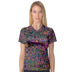 Colorful Bohemian Mosaic Pattern V-neck Sport Mesh Tee