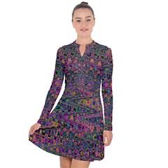 Colorful Bohemian Mosaic Pattern Long Sleeve Panel Dress by SpinnyChairDesigns