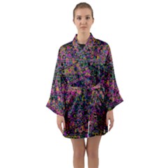 Colorful Bohemian Mosaic Pattern Long Sleeve Satin Kimono by SpinnyChairDesigns