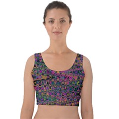 Colorful Bohemian Mosaic Pattern Velvet Crop Top by SpinnyChairDesigns