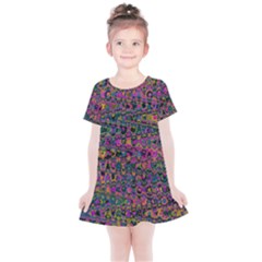 Colorful Bohemian Mosaic Pattern Kids  Simple Cotton Dress by SpinnyChairDesigns