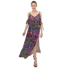 Colorful Bohemian Mosaic Pattern Maxi Chiffon Cover Up Dress by SpinnyChairDesigns