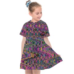 Colorful Bohemian Mosaic Pattern Kids  Sailor Dress by SpinnyChairDesigns