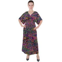 Colorful Bohemian Mosaic Pattern V-neck Boho Style Maxi Dress