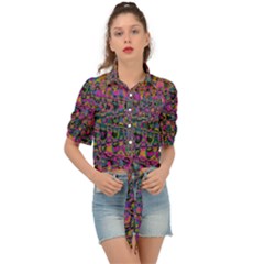 Colorful Bohemian Mosaic Pattern Tie Front Shirt  by SpinnyChairDesigns