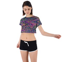 Colorful Bohemian Mosaic Pattern Tie Back Short Sleeve Crop Tee