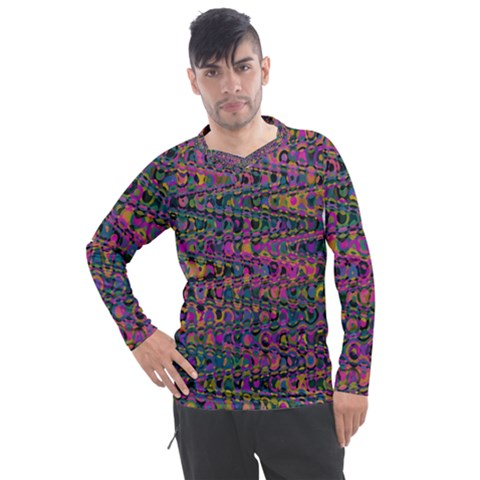 Colorful Bohemian Mosaic Pattern Men s Pique Long Sleeve Tee by SpinnyChairDesigns