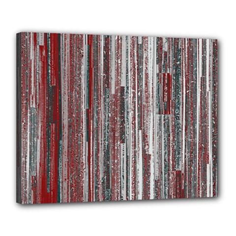 Abstract Grunge Stripes Red White Green Canvas 20  X 16  (stretched) by SpinnyChairDesigns