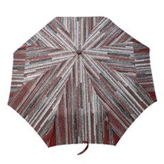 Abstract Grunge Stripes Red White Green Folding Umbrellas by SpinnyChairDesigns