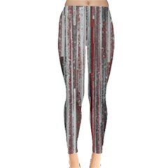 Abstract Grunge Stripes Red White Green Leggings  by SpinnyChairDesigns