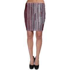 Abstract Grunge Stripes Red White Green Bodycon Skirt by SpinnyChairDesigns