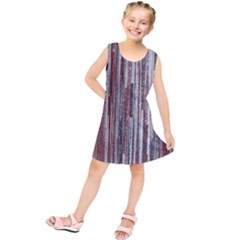 Abstract Grunge Stripes Red White Green Kids  Tunic Dress by SpinnyChairDesigns