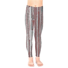 Abstract Grunge Stripes Red White Green Kids  Leggings by SpinnyChairDesigns