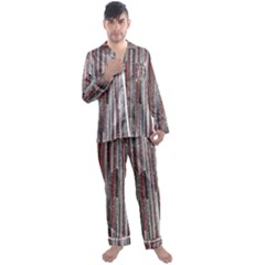 Abstract Grunge Stripes Red White Green Men s Long Sleeve Satin Pyjamas Set by SpinnyChairDesigns