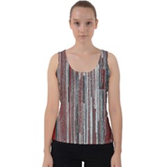 Abstract Grunge Stripes Red White Green Velvet Tank Top by SpinnyChairDesigns