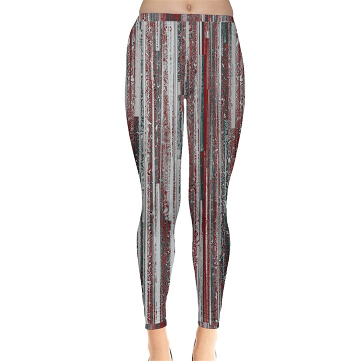 Abstract Grunge Stripes Red White Green Inside Out Leggings