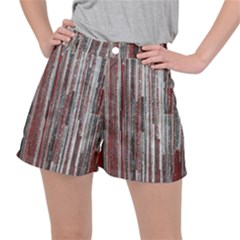 Abstract Grunge Stripes Red White Green Ripstop Shorts by SpinnyChairDesigns