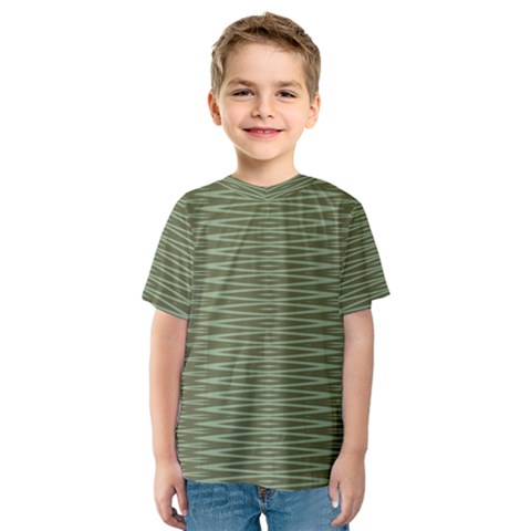 Chive And Olive Stripes Pattern Kids  Sport Mesh Tee by SpinnyChairDesigns