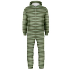 Chive And Olive Stripes Pattern Hooded Jumpsuit (men)  by SpinnyChairDesigns