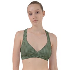 Chive And Olive Stripes Pattern Sweetheart Sports Bra by SpinnyChairDesigns